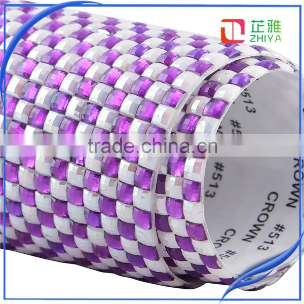 4mm Purple With White ab Color Crystal Rhinestone Custom Rhinestone Transfer Hot Fix Rhinestone Mesh Rhinestone Transfer Seahawk photo-6