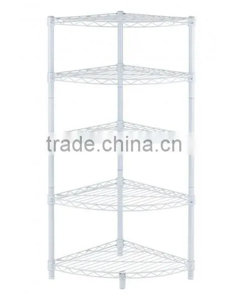 New White 5-Tier Corner Rack Display Shelf Kitchen Storage Wire Shelf photo-3
