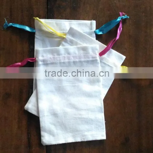 Printed Fashion Cotton Bag With Ribbon Drawstring photo-4