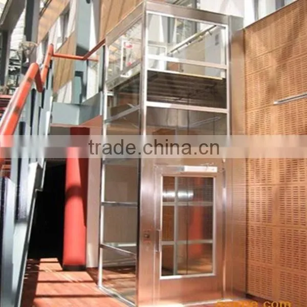 wheelchair lift with the plexiglass enclosured cabins