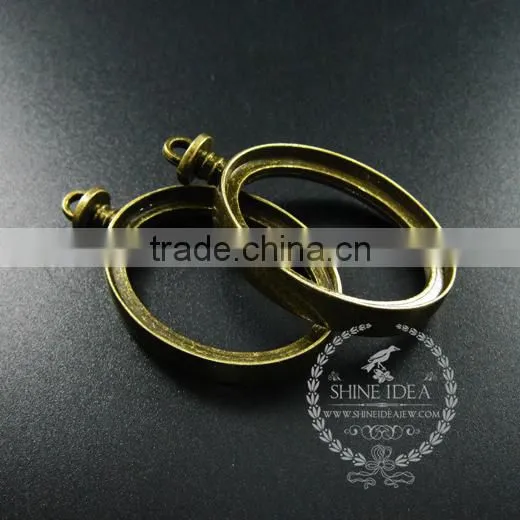 30x40mm Vintage Style Bronze Alloy Oval Pendant Charm DIY Bezel Setting Glass Tray Jewelry Supplies 1810426 photo-2