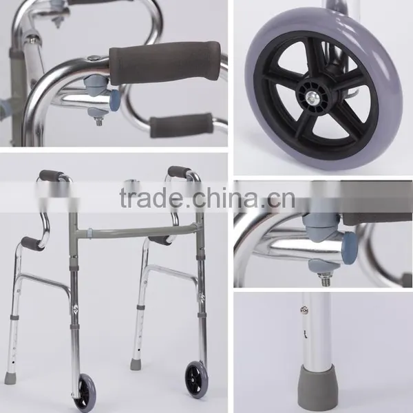 CE FDA Approved Aluminum Foldable Walking Frame Elderly Rollator Walker photo-6