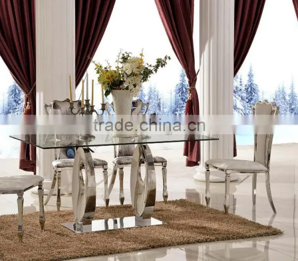 TH313 Modern Design Marble Top Stainless Steel Dining Table photo-2