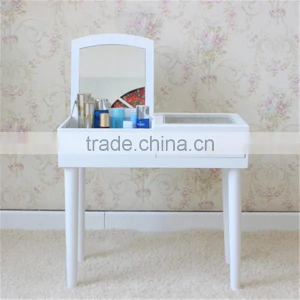 Mini Dresser European Korean Style Small Cosmetics Bed Side Dresser White Wood Makeup Table With Mirror 60*30*60cm T15-523B photo-3