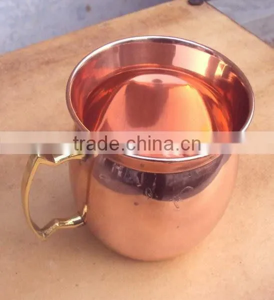 NEW DESIGN BPA FREE SMOOTH MOSCOW MULE 100% PURE COPPER MUG WITH BRASS HANDLE photo-3