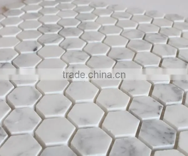 MM-CV246 Inexpensive Decoration Natural Stone Hexagon Carrara Marble Mosaic Tile photo-2