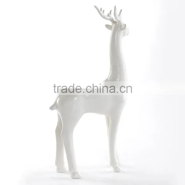 Plain White Modern Set of 4 Ceramic Milu Deer for Home Decoration photo-5