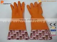 Pink Household Latex Gloves With Flower Design Pvc Cuff photo-3