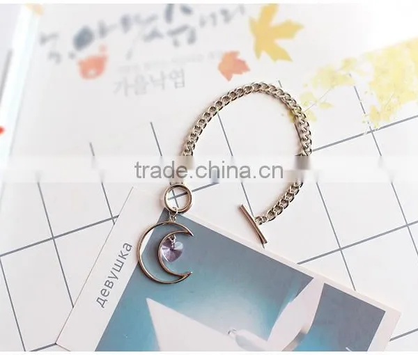 Hollow Moon Heart Crystal Charms Bracelet Simple Chain Bracelet photo-3