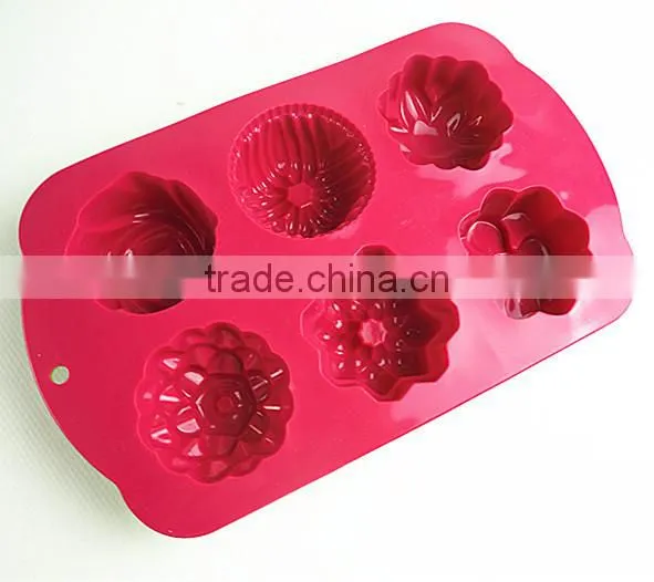 11031 Six Flower Shaped Promotional Gift Silicone Cake Mold photo-2