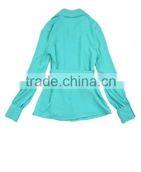 Green Lapel High Empire Waistband Long Sleeve One Covered Button Long Trousers Women Dancerwear Sets photo-5