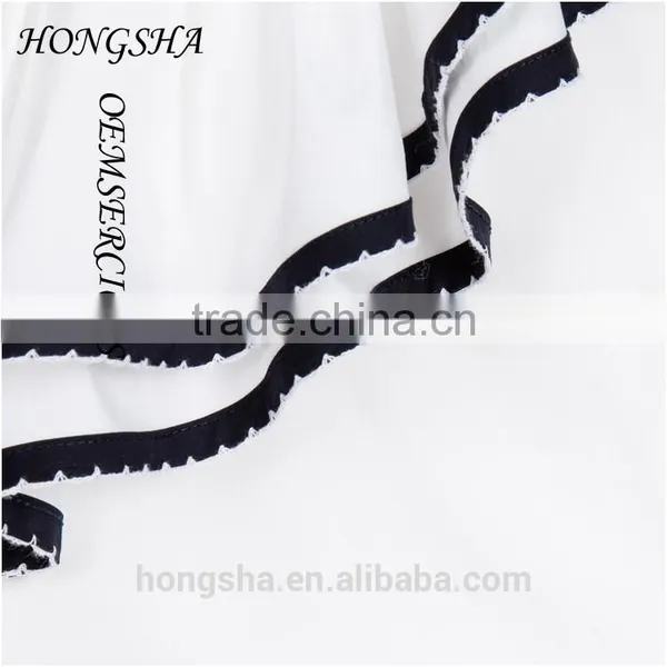 Fashion Baby Girls White & Navy Blue Ruffled Cotton Cutting Blouse Designs HST7741 photo-5