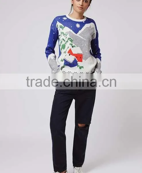 Adult Knitted Christmas Jumpers Snowflake Sweater Women photo-5