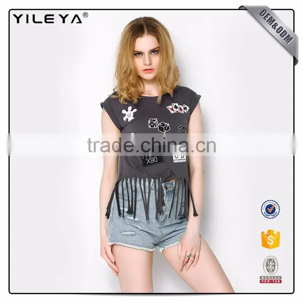 Fashion Tassel Pattern Printing 100% Cotton Tank Top photo-4