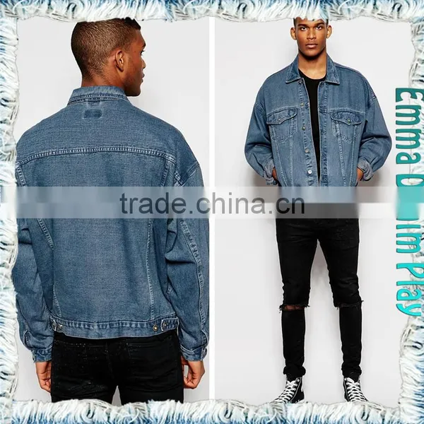Casual Man's Pale Blue Plain Enzyme Washed Denim Jackets photo-3