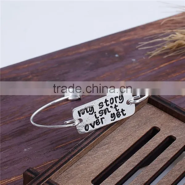 Bangles Bracelets Silver Plated Rectangle Semicolon " my Story Isn't Over Yet " photo-3