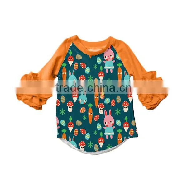 Wholesale Baby Ruffle Raglan T-shirt for Girls With Bunny photo-2