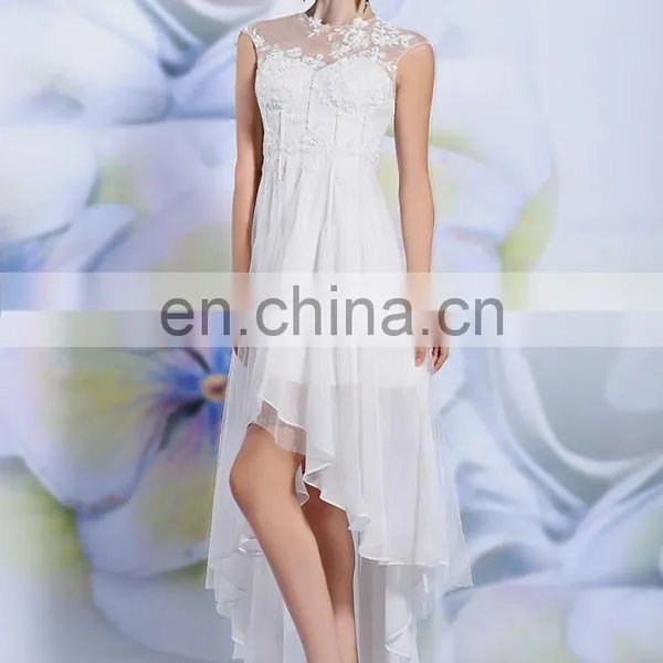Elegant Fashion White Sexy Short Front Long Back Wedding Dress photo-3