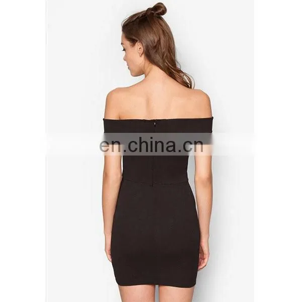 Bodycon Women Clothing Sexy Dress off Shoulder Strapless Fashion Black Dress photo-4