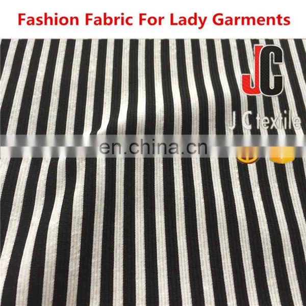 Shaoxing Poly Spandex Yarn Dyed Strip Ottoman Rib Knit Fabric photo-4