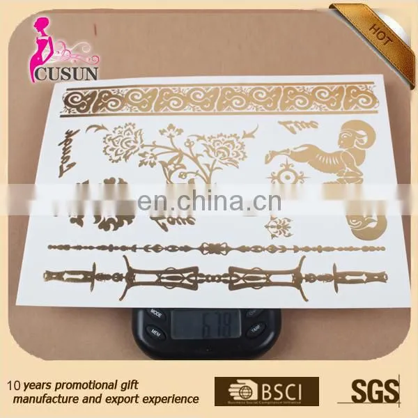 Non-toxic Waterproof Tattoo Feature Blue and Silver Foil Tattoo Sticker Metal Temporary Tattoo Sticker photo-2