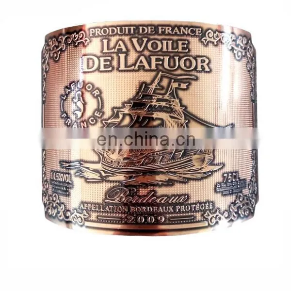 Custom Aluminum Embossed 3D Metal Wine Logo Adhesive Bottle Label Sticker Wine Lapel photo-5