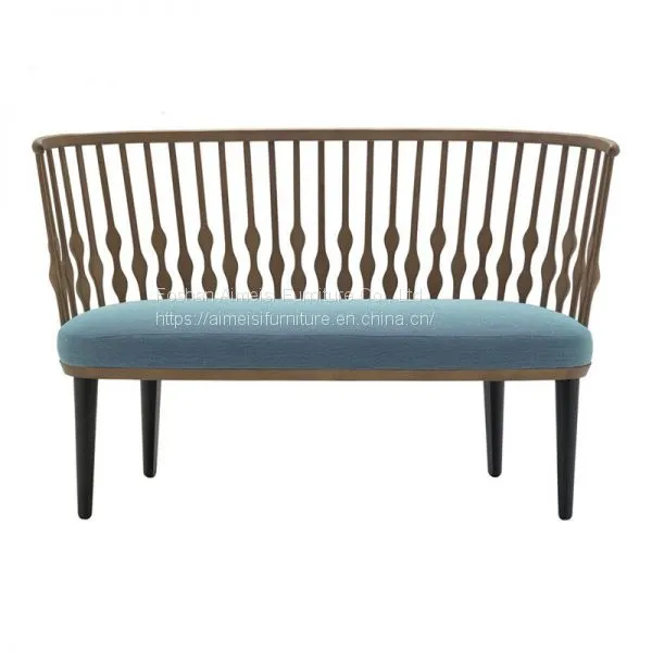 Modern Luxury Living Room Fabric Wooden Two Seat Sofa photo-3