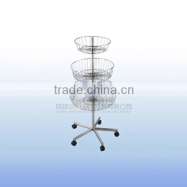 Metal Wire Display Basket Rack With Stand