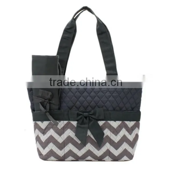 Fashion Grey Chevron Diaper Bag With Changing Pad OEM Chevron Diaper Bag photo-3