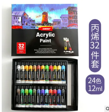 Art Supplies 24 Colors Non-toxic for Canvas Painting Acrylic Paint Artist Set