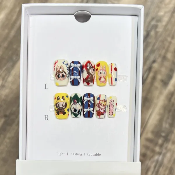 Labubu Handmade Cartoon Nail Art Stickers - Cute and Stylish Removable Nail Wraps