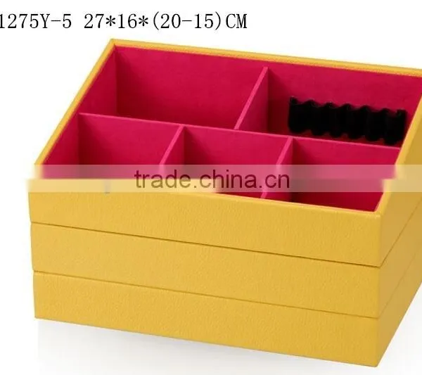W1275Y-2 Wholesale 10'' Stackable Jewelry Display Tray Wooden Jewelry Case Leather Jewelry Tray photo-4