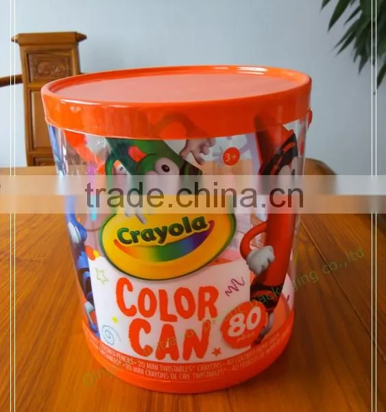Custom Printed and Made Clear PET Water Proof Color Pencil Packaging Plastic Round Bucket Quality Choice photo-3