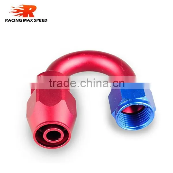 Aluminum Oil Cooler Fitting 180 Degree Resuable Hose End Fuel Line Hose End Fitting Adaptor Blue and Red 40-180-10 photo-2