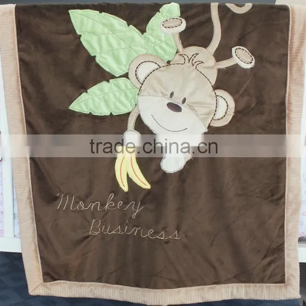 2015 New Design Applique 100% Cotton OEM Baby Fluffy Fleece Blanket photo-2