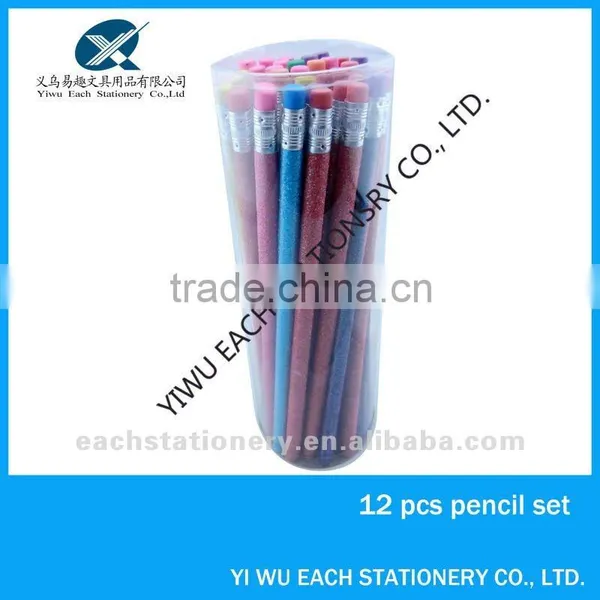 72pcs 7 Inch Wooden Glitter Pencil Set