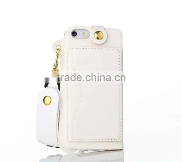 Anti Shock PU Back Stand Case for IPhone SE With String Leather Rubber Cover With Card Slot for IPhone 5 5s 5c MT-5764 photo-6