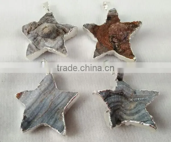 Silver Plating Mixed Color Rough Agate Druzy For Necklace photo-3