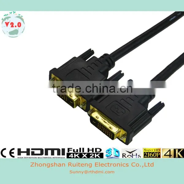 Black 90 Degree 24+1 DVI to DVI Cable With Ethernet and Gold Connector Support 3D photo-2