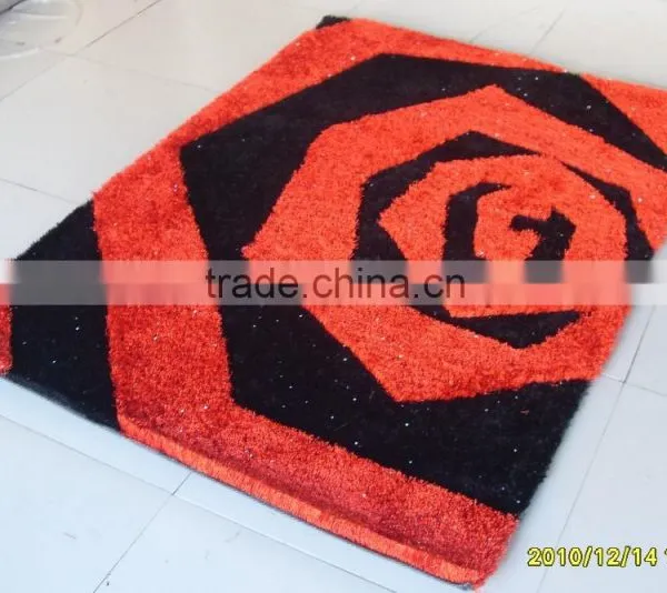 Korea Shaggy Carpet Rose Shape Red Silk Carpet, Mat,rug for Door photo-2