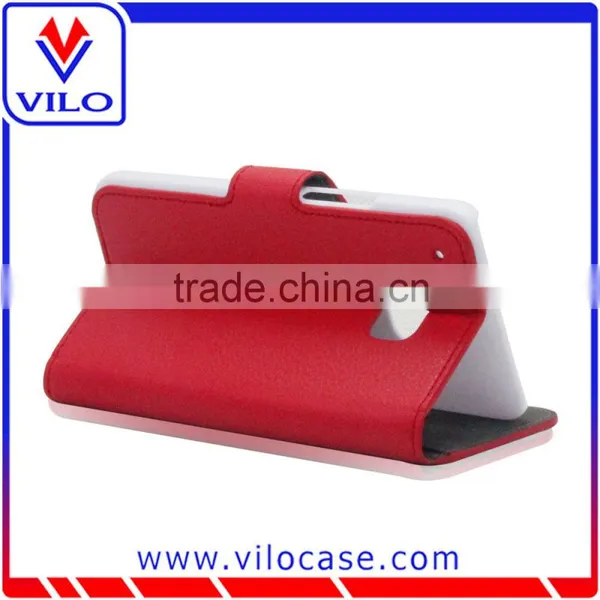 Card Holder Luxury Leather Wallet Case For HTC M9 photo-3