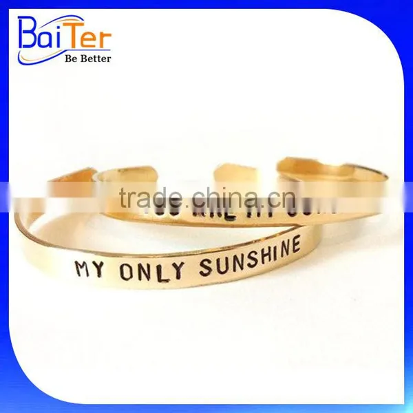 Custom Personalized Word Quote Cuff Stainless Steel Memorial Bracelets photo-2