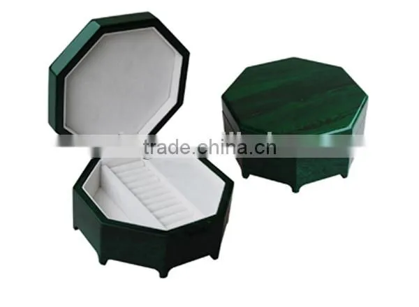 Green Finished Antique Octagon Wooden Music Jewelry Box photo-4