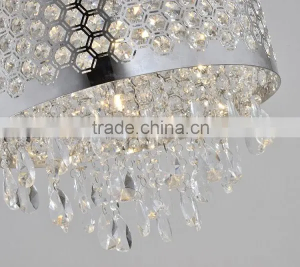 2015 Modern Crystal Ceiling Lamp With Laser Cut Hexagon Patterned Shade photo-2