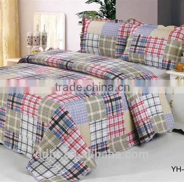 Blue Red Interlaced Patchwork Bedding Sets / Patchwork Quilts