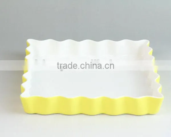 Bakeware Colorful Glazed Corrugated Ceramic Square Plate photo-5