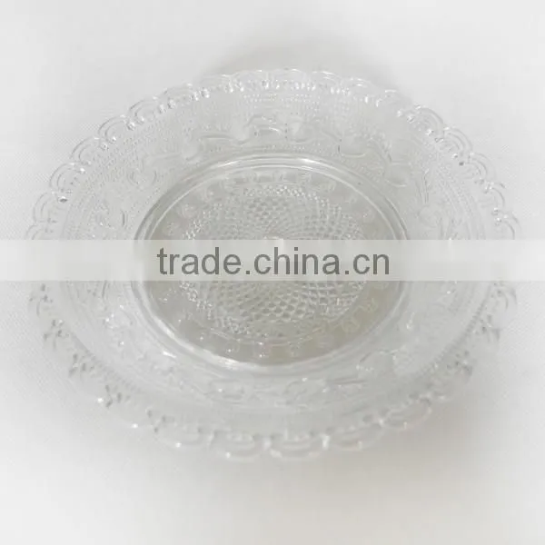 Cheap Bulk Glass Dinner Plates With Embossed Flower Design photo-2