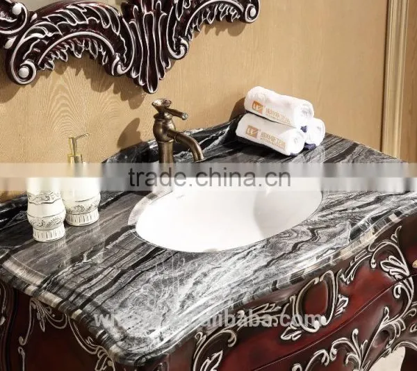Single Bowl Bathroom Vanity Decorated by Hand Carving and Painting in Silver WTS827 photo-3