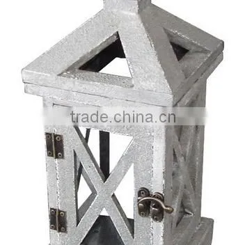 Grey Color Antique Wooden Candle Holder photo-4