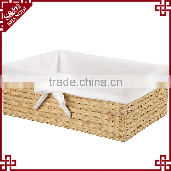Water Hyacinth Woven Home Daily Goods Storage Basket With Liner photo-2
